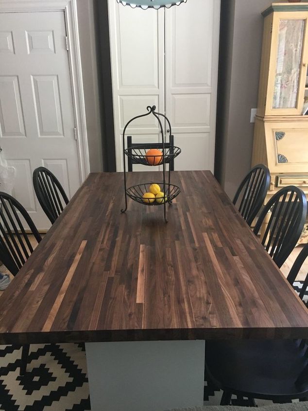 kitchen table redo part 2 butcher block ikea hack