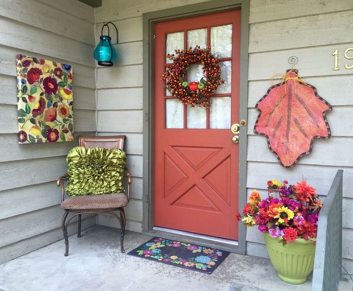 fall front porch copper door