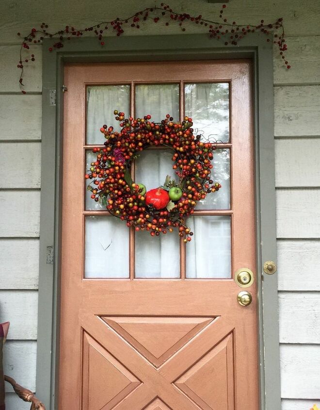 fall front porch copper door, COPPER