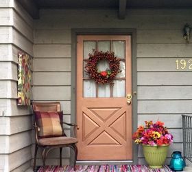 fall front porch copper door, The rag rug