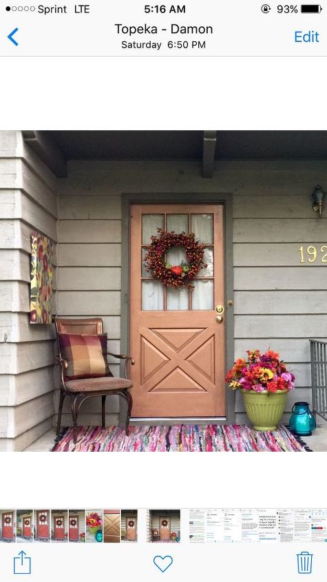 fall front porch copper door, The rag rug