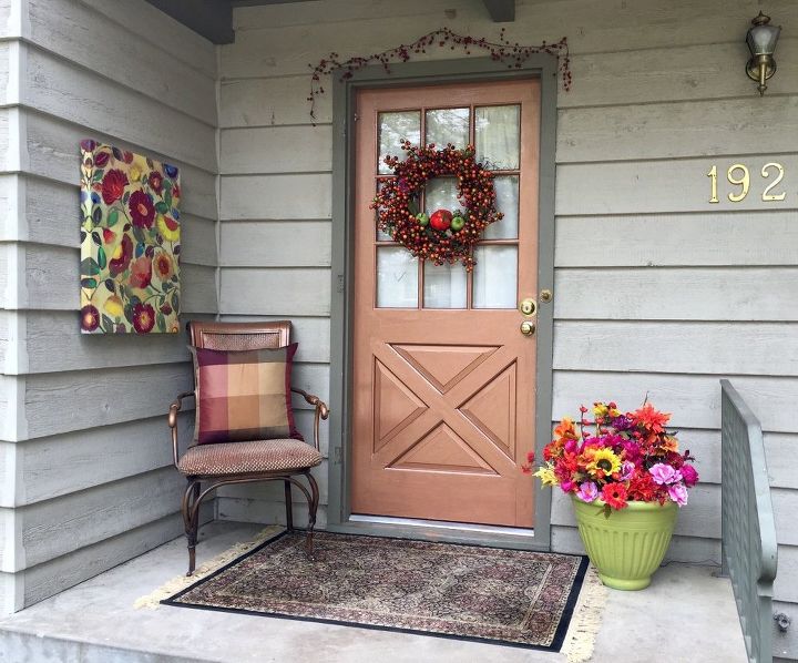 fall front porch copper door, Without the pop of blue
