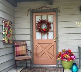 fall front porch copper door