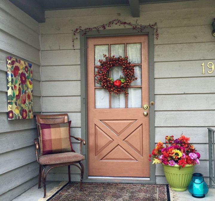 fall front porch copper door