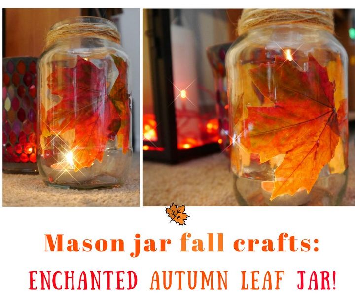 manualidades de otono en mason jar jarron de hojas de otono encantado