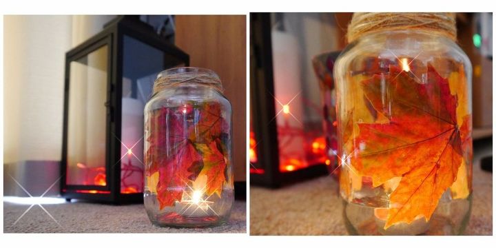 mason jar fall crafts vaso encantado de folhas de outono