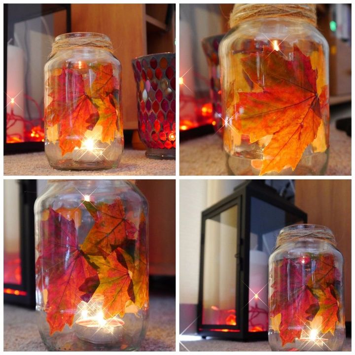 manualidades de otoo en mason jar jarrn de hojas de otoo encantado