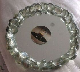 how to make a glass gem candle holder, Gems around mirror