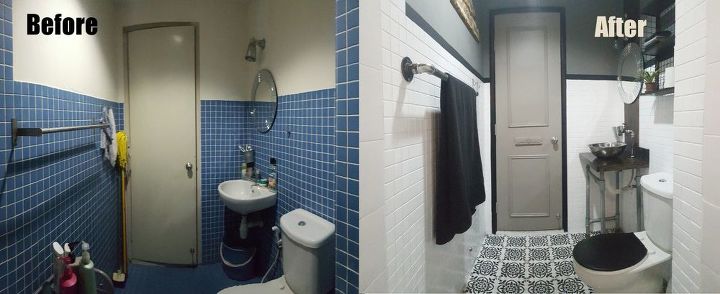 my bathroom makeover, A pano view of my small bathroom