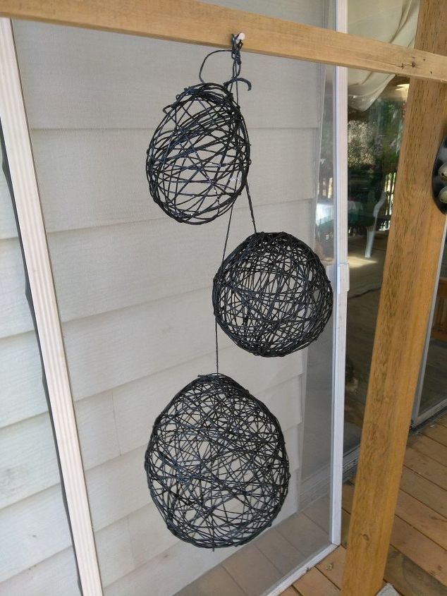 esferas decorativas com corda de cnhamo e bales