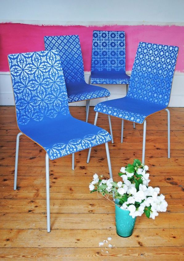25 awesome ways to upgrade your home using stencils, Try these ombre stenciled chairs