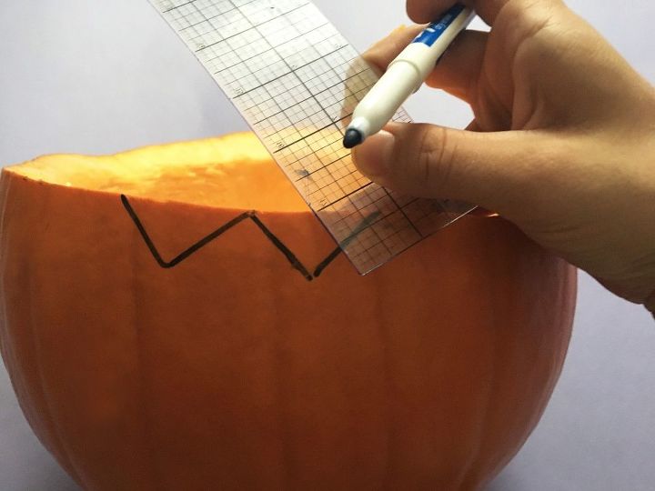 s bibbidi bobbidi boo 3 pumpkin ideas for a magical halloween, Step 4 Draw a fun edge Using your ruler