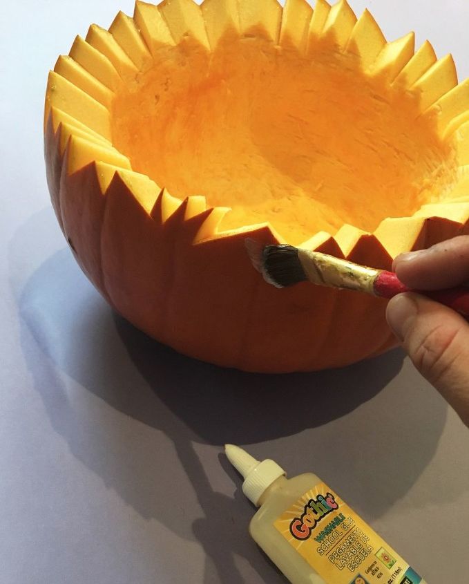 s bibbidi bobbidi boo 3 pumpkin ideas for a magical halloween, Step 6 Spread glue on the edges