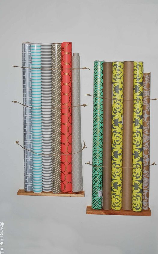 30 space saving storage ideas that ll keep your home organized, Put your gift wrap on the wall