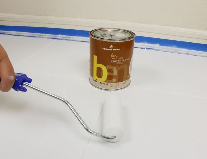 how to paint a floor with a tile stencil