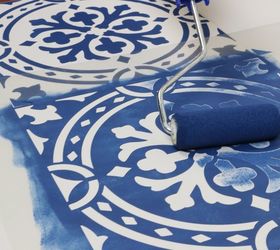 how to paint a floor with a tile stencil