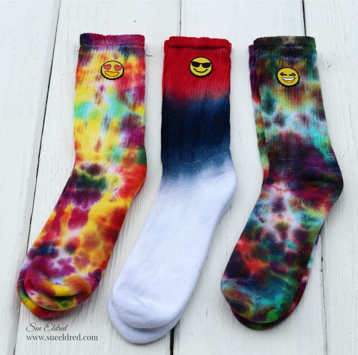 really cool tie dyed emoji socks
