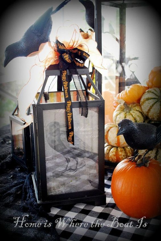 transform your lanterns for halloween using scrapbook paper
