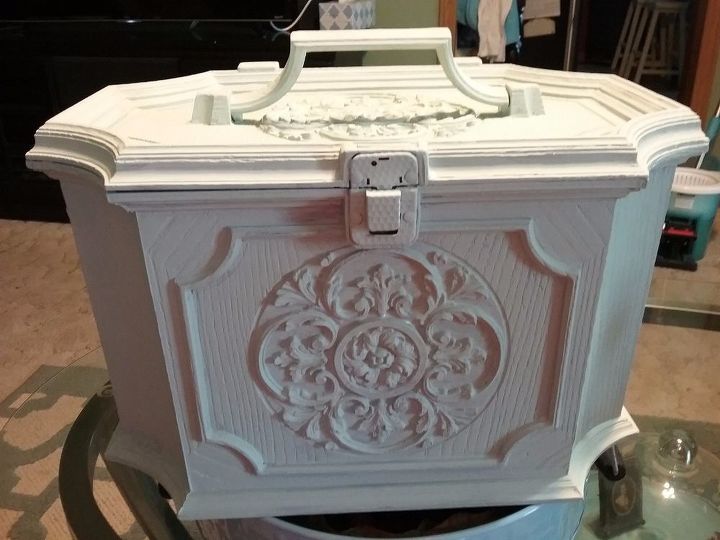 painted sewing box, After two coats of paint