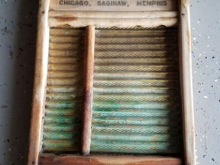 q what can i use to take the greenish blush stains on this old washboard