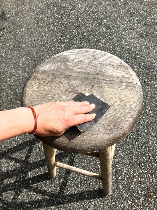 3 cool diy step by step stools you ll want in your home, Step 1 Sand the top of your wooden stool