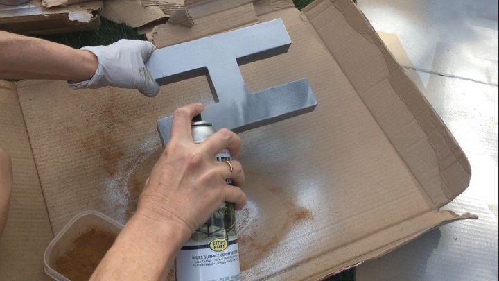 diy letras de imitacion de patina galvanizada con pintura acrilica