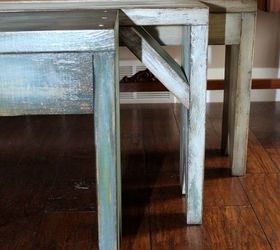 milk painted rustic benches