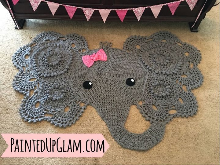 s 10 quick and easy rug ideas to brighten up your space, Popular Elephant Rug Crochet DIY