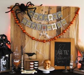 spooky halloween mantel and banner