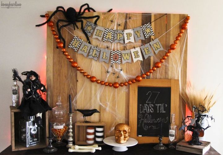 banner assustador de halloween e toalha de mesa