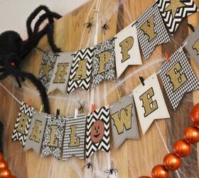 spooky halloween mantel and banner