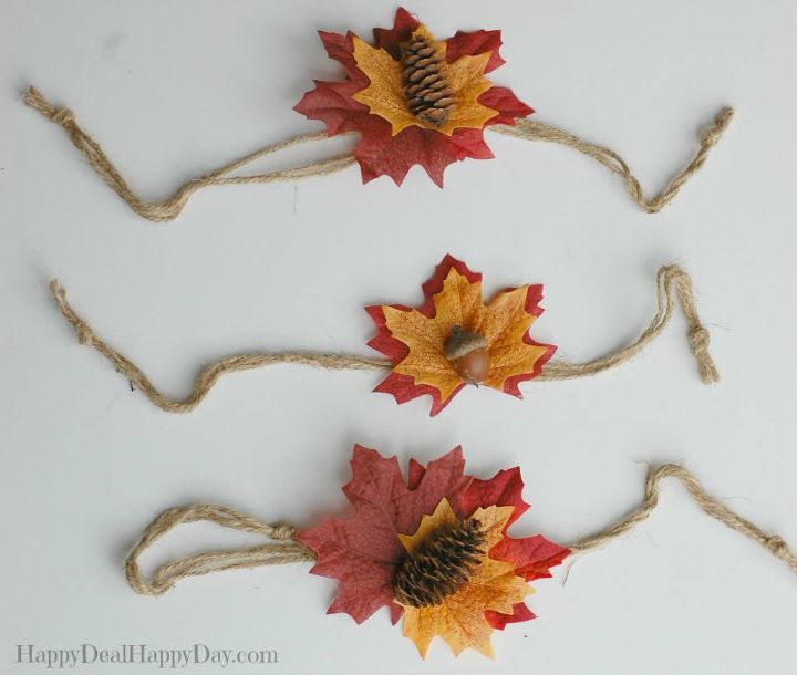 fall decorations candle with burlap and leaves