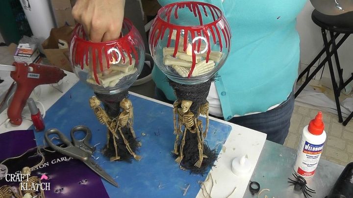 creepy skeleton candle holders