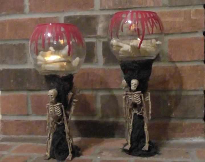 creepy skeleton candle holders