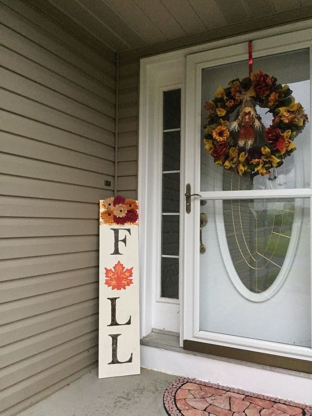 sinal de madeira de outono para porta da frente varanda estncil flores