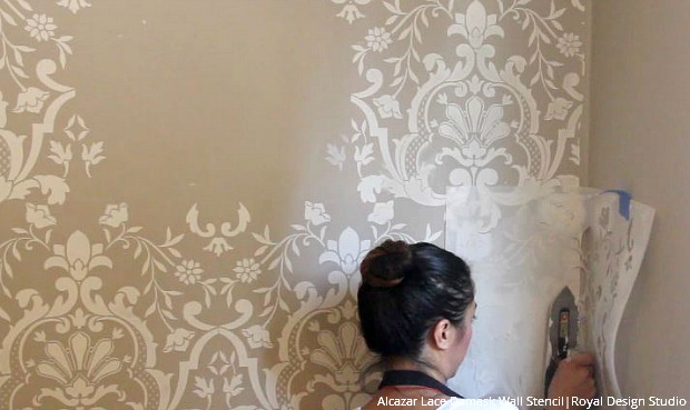 how to stencil a beautifully embossed wall with joint compound