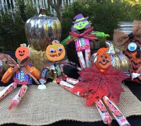 Harvest candy scarecrows