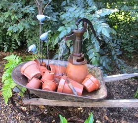 wheelbarrow water feature our fairfield home garden, Add garden accents