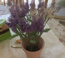 how to make an artificial lavender pot, Lavender in foam block