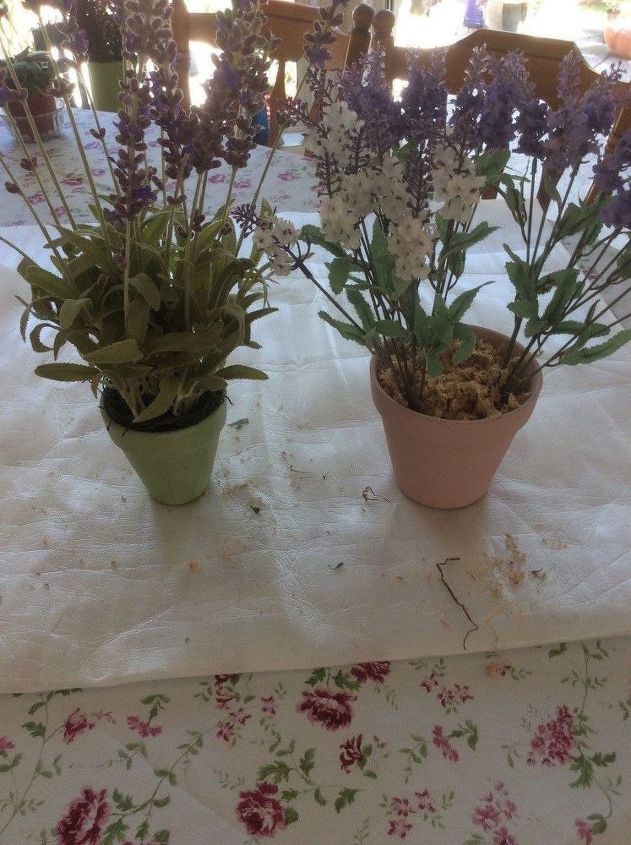 how to make an artificial lavender pot, Two pots I made