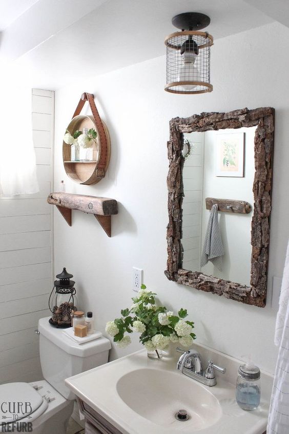 s jazz up your bathroom with these 30 stylish additions, Build A White Shiplap Wall For Rustic Style