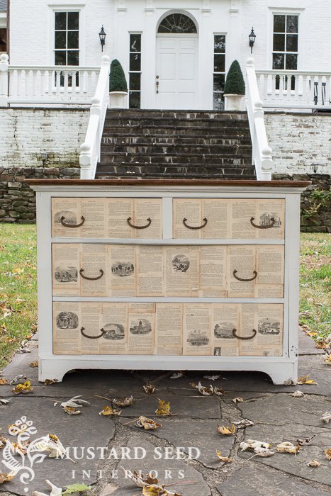 how to make a book page decoupage dresser
