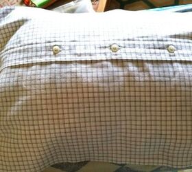 how to make a pillow cover from an old dress shirt and a tea towel