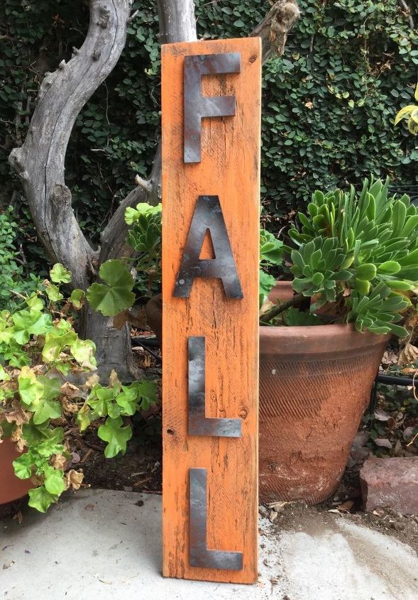wooden faux metal letters, fall sign from the cluttered craft room
