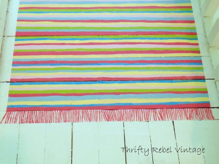 s 10 quick and easy rug ideas to brighten up your space, Paint a Faux Rag Rug Onto a Wood Floor