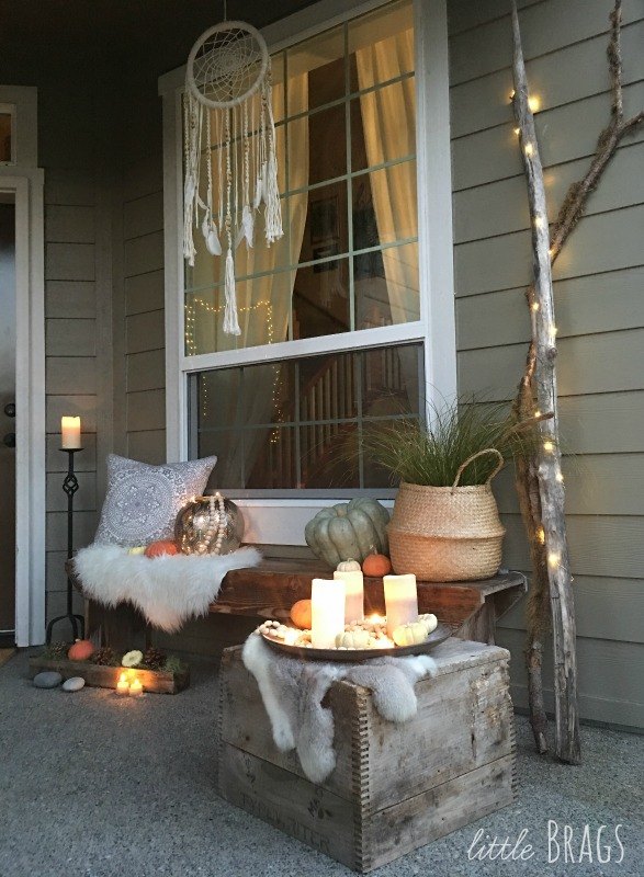a natural scandi boho style fall porch