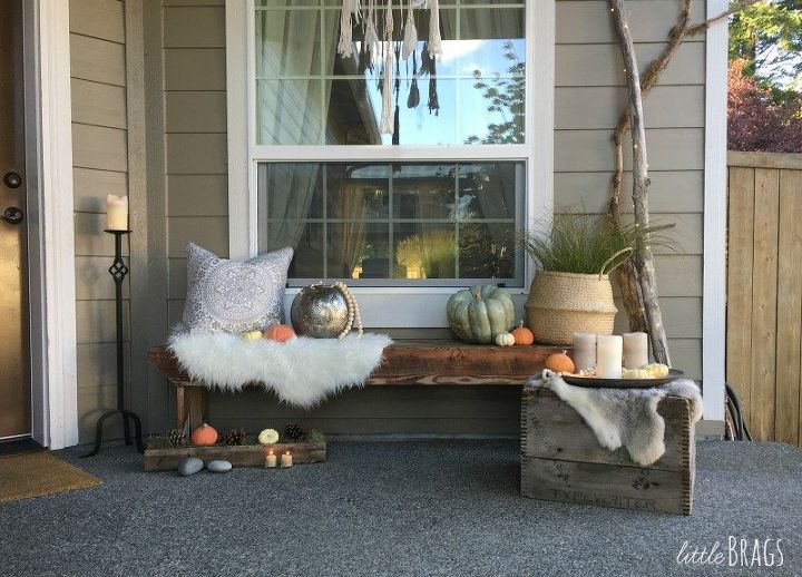 a natural scandi boho style fall porch