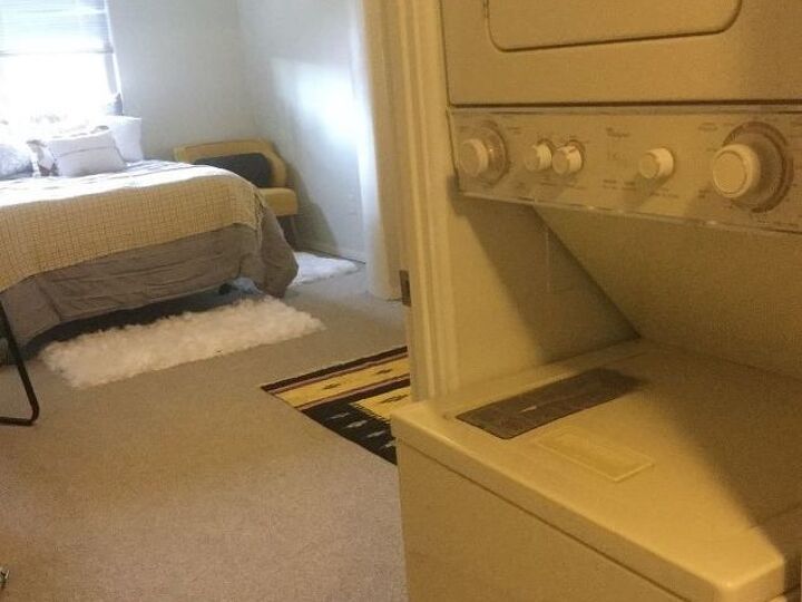 q ideas for making an old stacking washer dryer more visibly acceptable