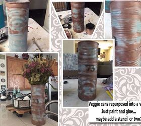 repurpose your recycled cans into a rustic flower vase