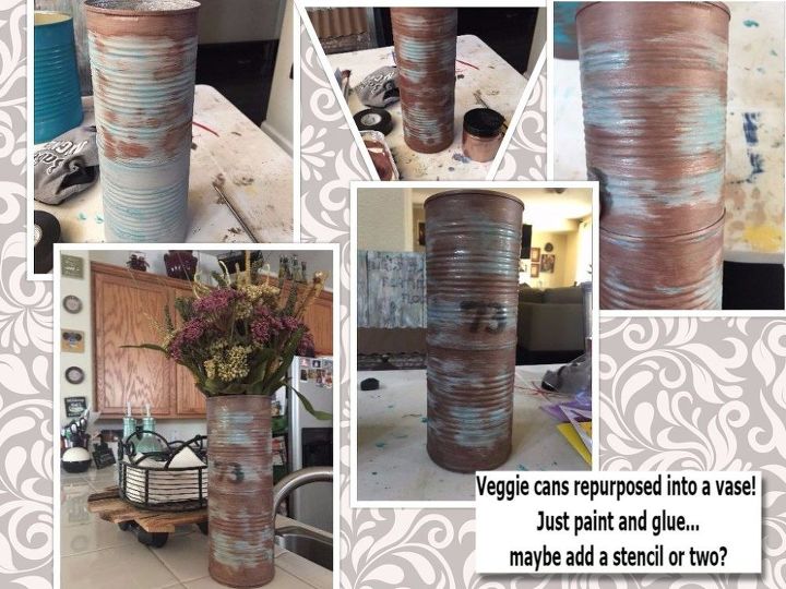repurpose your recycled cans into a rustic flower vase